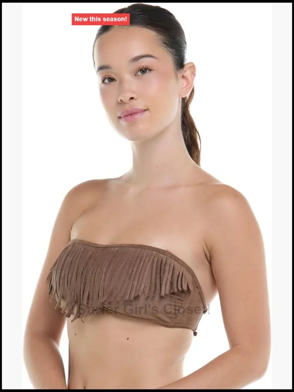 Bandeau Bikini Top with Removable Straps and Sash-tie Back